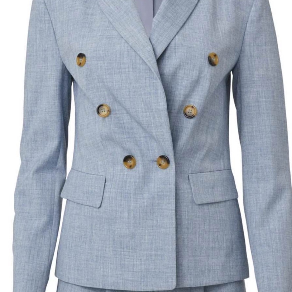 Double-Breasted Light Blue Women's Blazer and short set